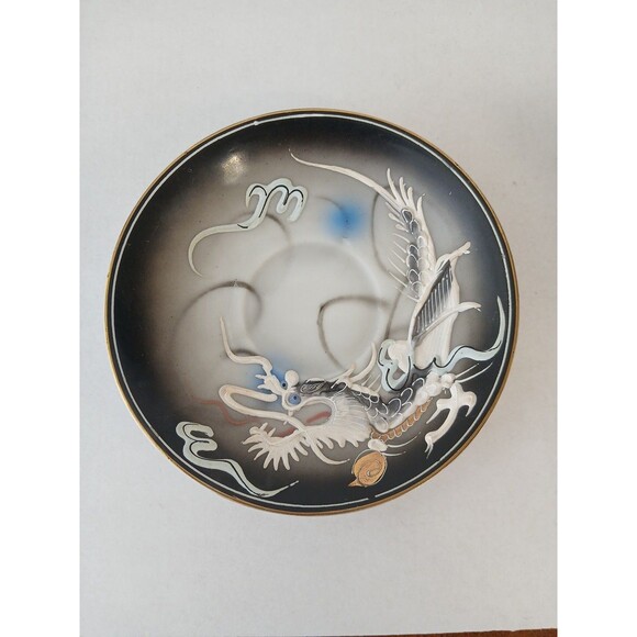 Dragonware Lithophane Demitasse Cup Saucer EUC Vtg Japanese Moriage - Picture 3 of 10